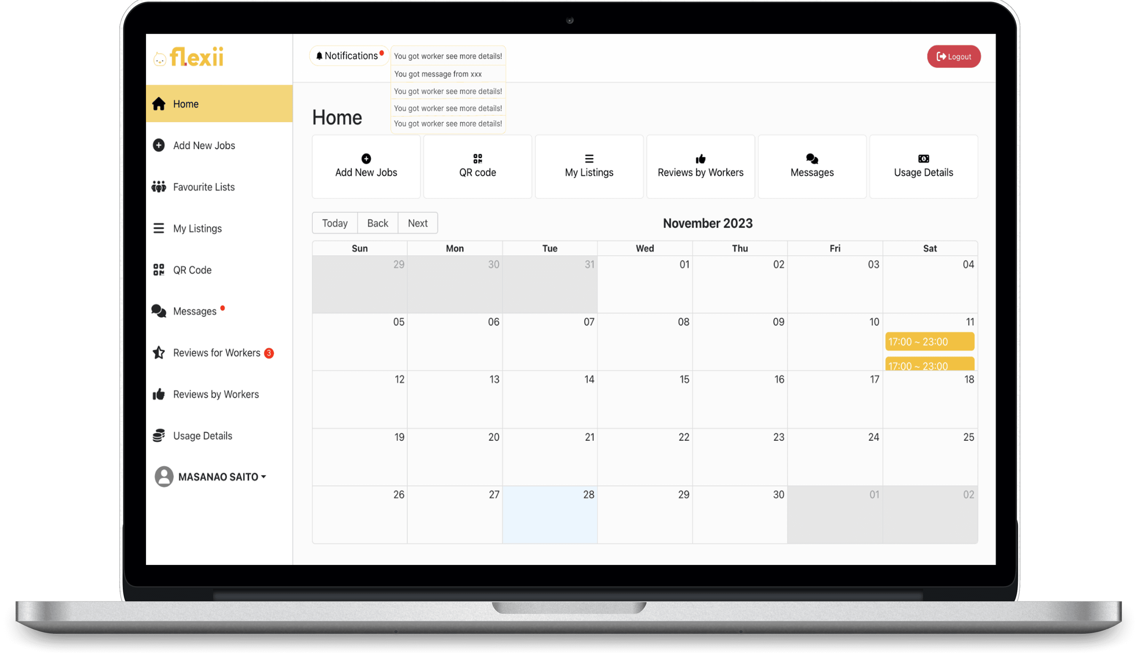 Web Application to manage listings and workers